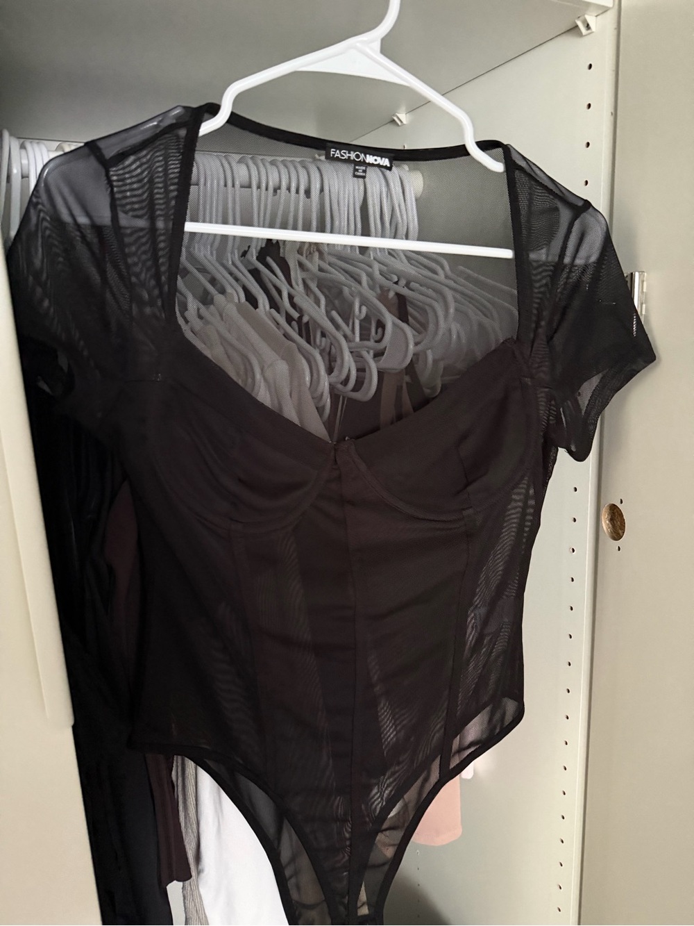 Fashion Nova Mila Mesh Bodysuit Black